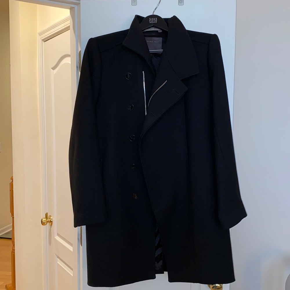 Zara men’s black dress coat size large